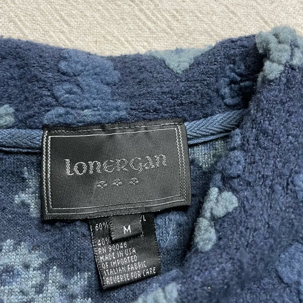 VTG 90s Fleece Blue Textured Floral Shacket Jacket M - Picture 5 of 7